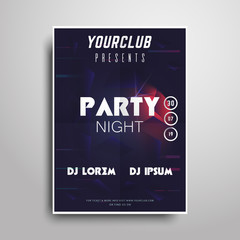Party poster template.Night party vertical flyer sample