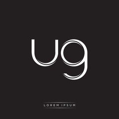 UG Initial Letter Split Lowercase Logo Modern Monogram Template Isolated on Black White