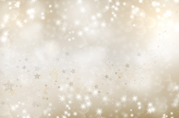 Golden abstract background with lights and stars