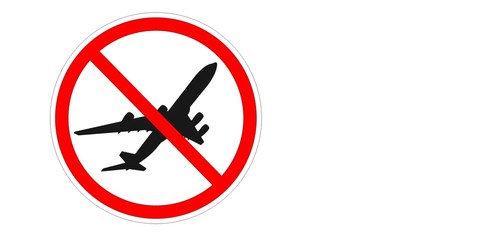 Prohibition sign. Take-off of a passenger aircraft is prohibited. Illustration