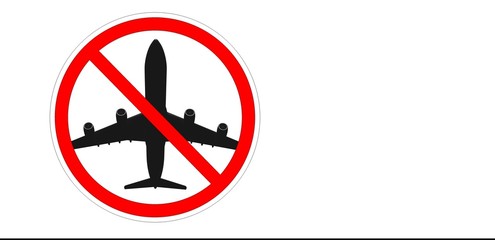 Prohibition sign. Take-off of a passenger aircraft is prohibited. Illustration