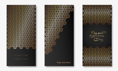 Set of luxury black and golden card templates