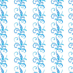 blue, decorative, winter seamless watercolor patterns
