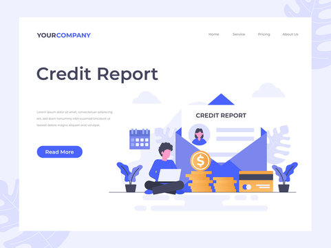 Credit Report flat vector illustration concept, can be used for landing page, ui, web, app intro card, editorial, flyer, and banner.