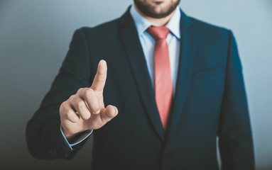 man finger touching in screen