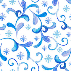 Naklejka premium blue, decorative, winter seamless watercolor patterns