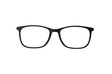 Frame eye black glasses isolated on white background with clipping path.
