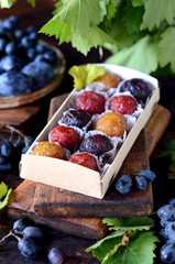 Homemade candy with fruit filling and nuts
