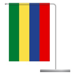 Mauritius flag on pole icon