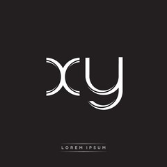 XY Initial Letter Split Lowercase Logo Modern Monogram Template Isolated on Black White