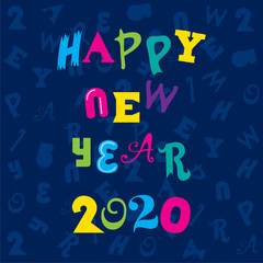 Happy new year 2020 card design concept