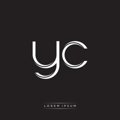 YC Initial Letter Split Lowercase Logo Modern Monogram Template Isolated on Black White