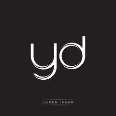 YD Initial Letter Split Lowercase Logo Modern Monogram Template Isolated on Black White