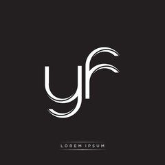YF Initial Letter Split Lowercase Logo Modern Monogram Template Isolated on Black White