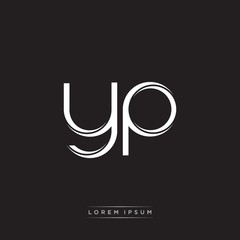 YP Initial Letter Split Lowercase Logo Modern Monogram Template Isolated on Black White