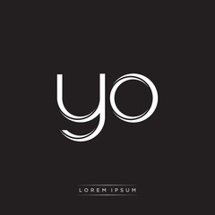 YO Initial Letter Split Lowercase Logo Modern Monogram Template Isolated on Black White