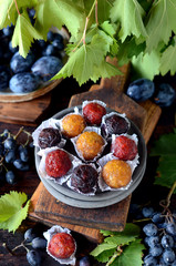 Homemade candy with fruit filling and nuts