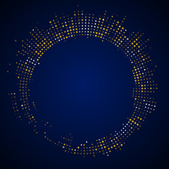 Radial lattice graphic design, golden dots,abstract background.