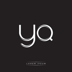YQ Initial Letter Split Lowercase Logo Modern Monogram Template Isolated on Black White