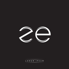 ZE Initial Letter Split Lowercase Logo Modern Monogram Template Isolated on Black White