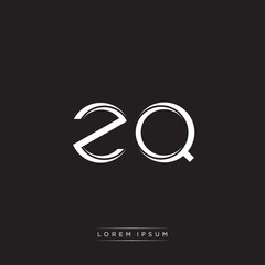 ZQ Initial Letter Split Lowercase Logo Modern Monogram Template Isolated on Black White