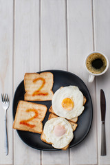 Concept of Top Breakfast Toast Set year 2020 and copy space