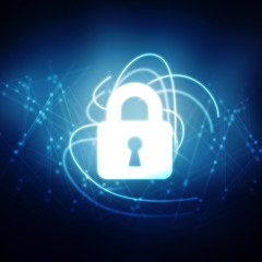 2d illustration Safety concept: Closed Padlock on digital background