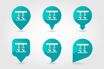 Drip irrigation system flat vector pin map icon