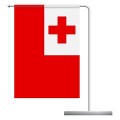 Tonga flag on pole icon