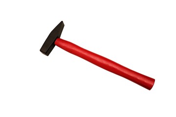  New red engineers hammer isolated on white background