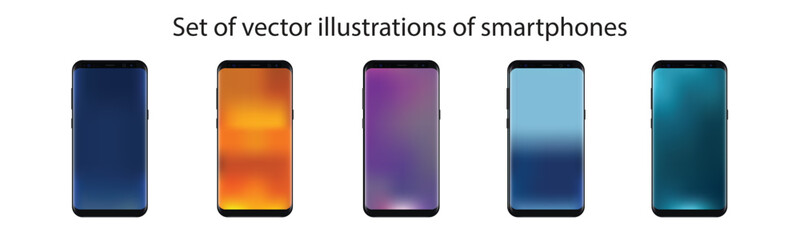 Set of vector illustrations of smartphones