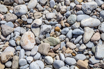 Natural pebble stone and cobblestone in nature close-up