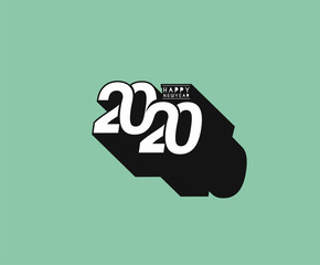 Happy New Year 2020 Text Typography Design Pattern
