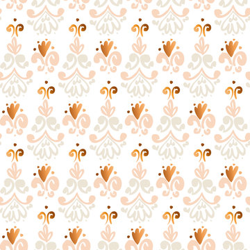 Cute gold and gray classic curls seamless pattern