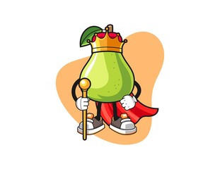 Pear king cartoon. Mascot Character vector.