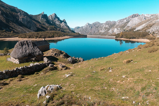 Lago del Valle lake in Somiedo Natural Park, Asturias, Spain