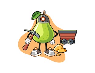 Pear miner cartoon. Mascot Character vector.