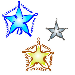 Obraz premium Christmas toy star on a white background hand draw isolated Vector illustration for happy new year