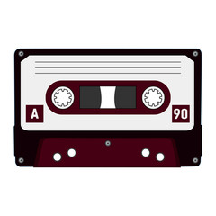 Vintage audio cassette on a white background. Vector illustration