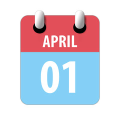april 1st. Day 1 of month, Simple calendar icon on white background. Planning. Time management. Set of calendar icons for web design. spring month, day of the year concept