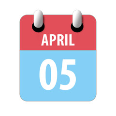 april 5th. Day 5 of month,Simple calendar icon on white background. Planning. Time management. Set of calendar icons for web design. spring month, day of the year concept