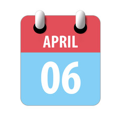 april 6th. Day 6 of month,Simple calendar icon on white background. Planning. Time management. Set of calendar icons for web design. spring month, day of the year concept