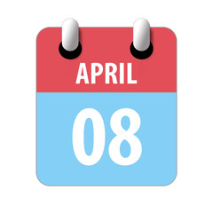 april 8th. Day 8 of month,Simple calendar icon on white background. Planning. Time management. Set of calendar icons for web design. spring month, day of the year concept
