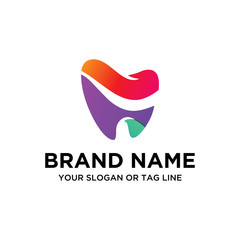 Obraz premium Vector design dental logo template with colorful styles