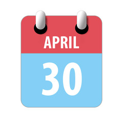 april 30th. Day 30 of month,Simple calendar icon on white background. Planning. Time management. Set of calendar icons for web design. spring month, day of the year concept