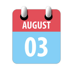 august 3rd. Day 3 of month,Simple calendar icon on white background. Planning. Time management. Set of calendar icons for web design. summer month, day of the year concept