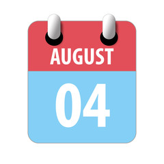 august 4th. Day 4 of month,Simple calendar icon on white background. Planning. Time management. Set of calendar icons for web design. summer month, day of the year concept