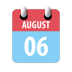 august 6th. Day 6 of month,Simple calendar icon on white background. Planning. Time management. Set of calendar icons for web design. summer month, day of the year concept