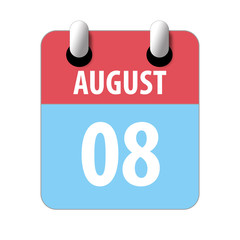 august 8th. Day 8 of month,Simple calendar icon on white background. Planning. Time management. Set of calendar icons for web design. summer month, day of the year concept
