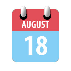 august 18th. Day 18 of month,Simple calendar icon on white background. Planning. Time management. Set of calendar icons for web design. summer month, day of the year concept